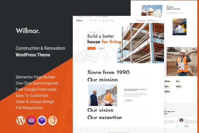 Willmor - Construction WordPress Theme