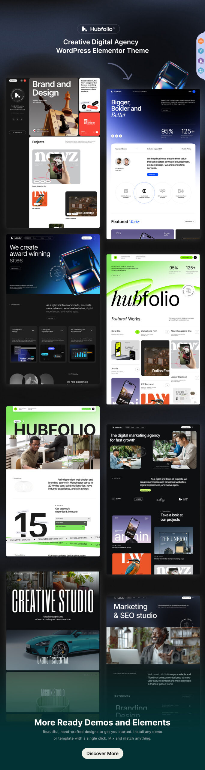 Hubfolio - Creative Portfolio & Digital Agency WordPress Elementor Theme 