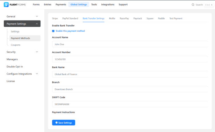 Fluent Forms Bank Transfer Payment Gateway - Image 2