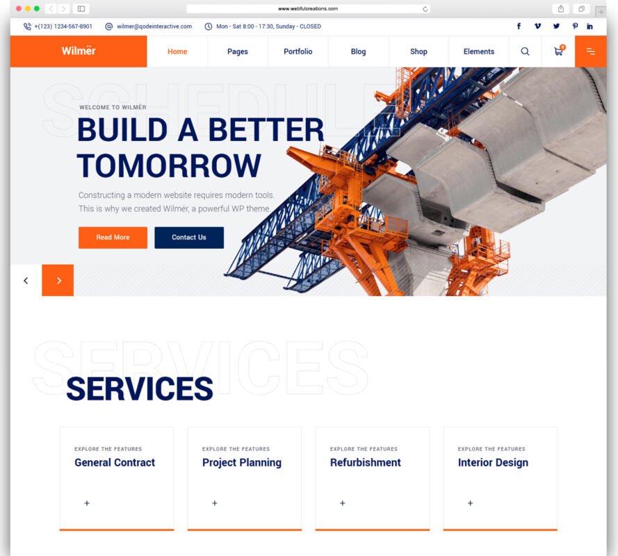 Wilmër - Construction WordPress Theme
