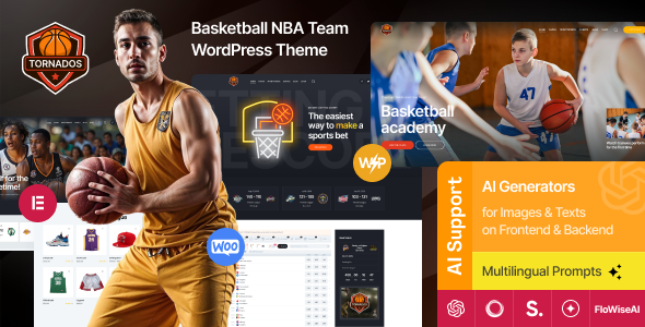 Tornados Basketball NBA Team WordPress Theme