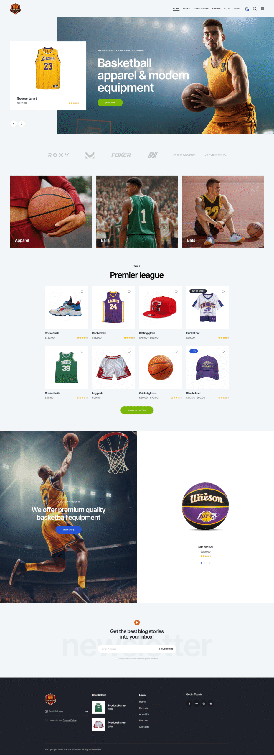 Tornados Basketball NBA Team WordPress Theme