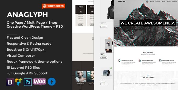 Anaglyph - One page : Multipage WordPress Theme