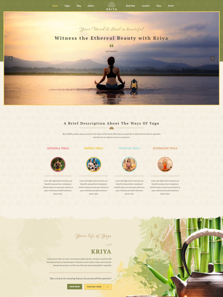 Kriya – Yoga Trainer & Meditation WordPress Theme