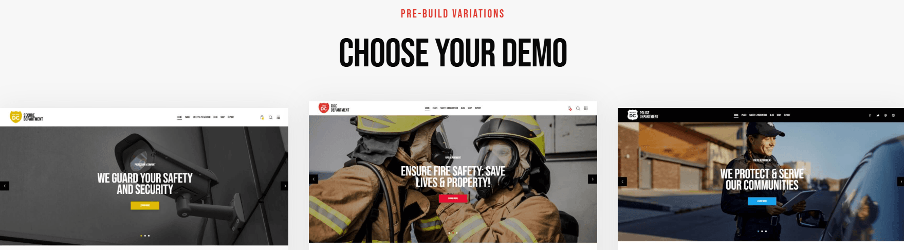 Police department fire and security wordpress theme free