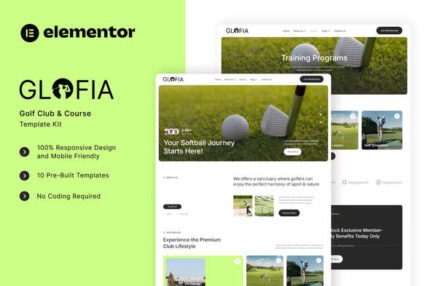 Golfia Elementor template kit for golf club and courses