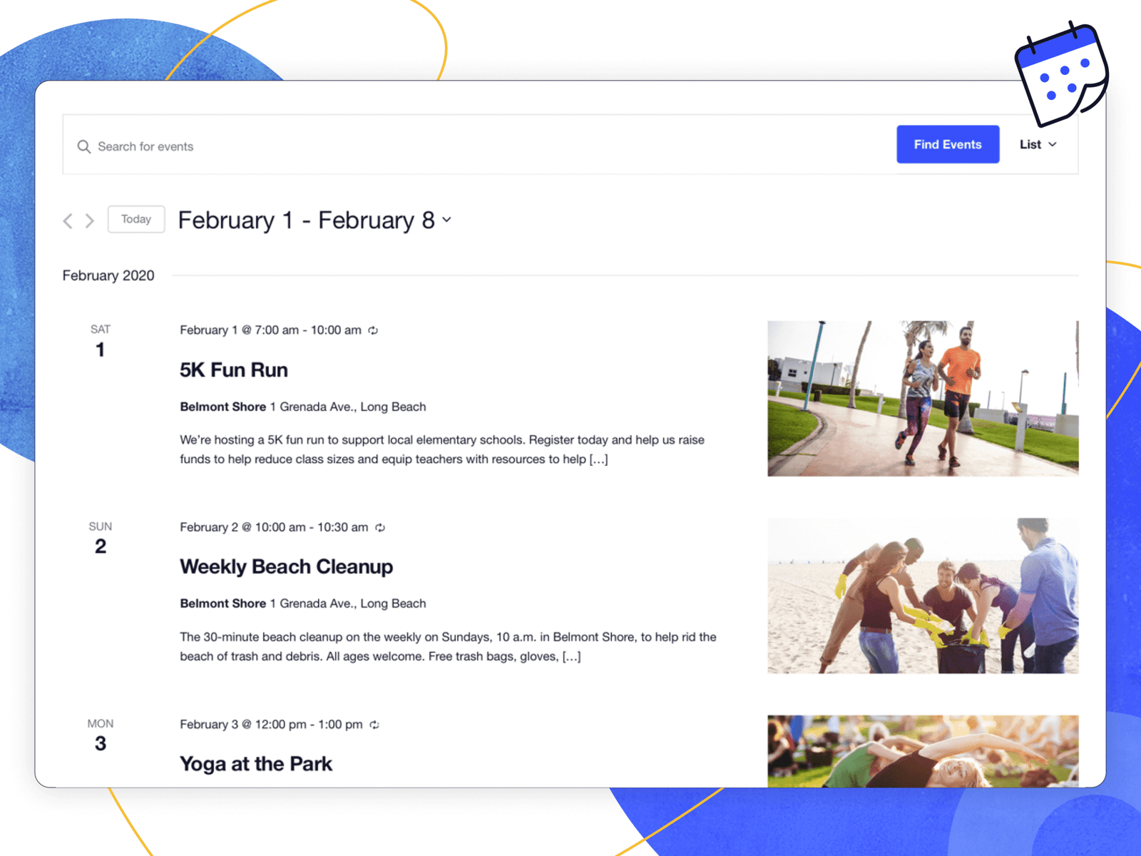 events calendar