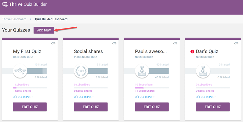 thrive quiz builder