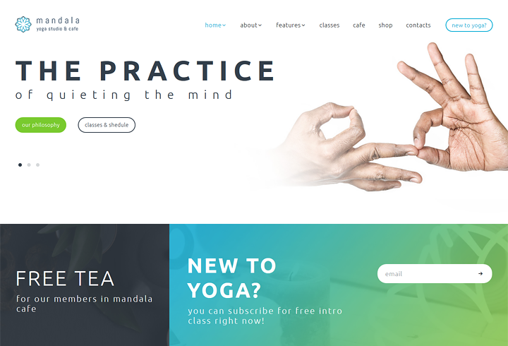 Mandala yoga studio WordPress theme 