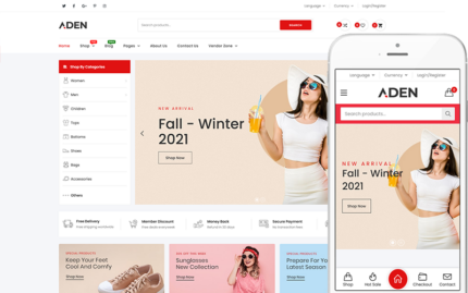 Aden – Website Template for Fashion Stores & Multi-Vendor Marketplace WooCommerce Theme