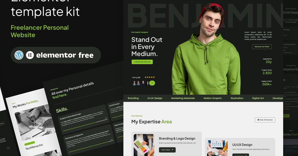 Benjamin – Freelancer Personal Website Template Kit