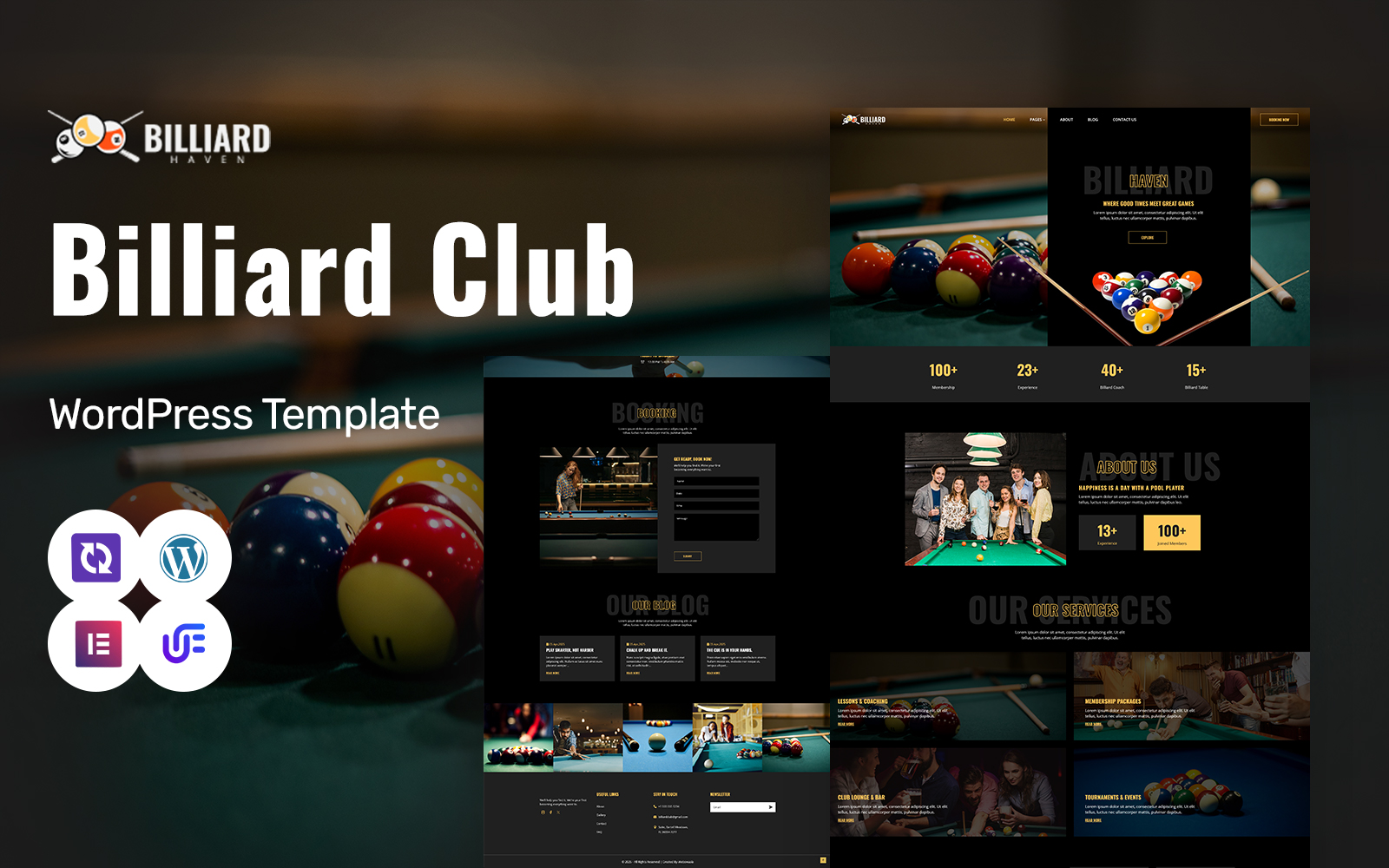 Billiard Haven – Pool And Billiards Club WordPress Elementor Theme WordPress Theme