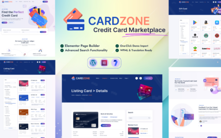 CardZone – Credit Card Affiliate Marketplace Elementor WooCommerce WordPress Theme