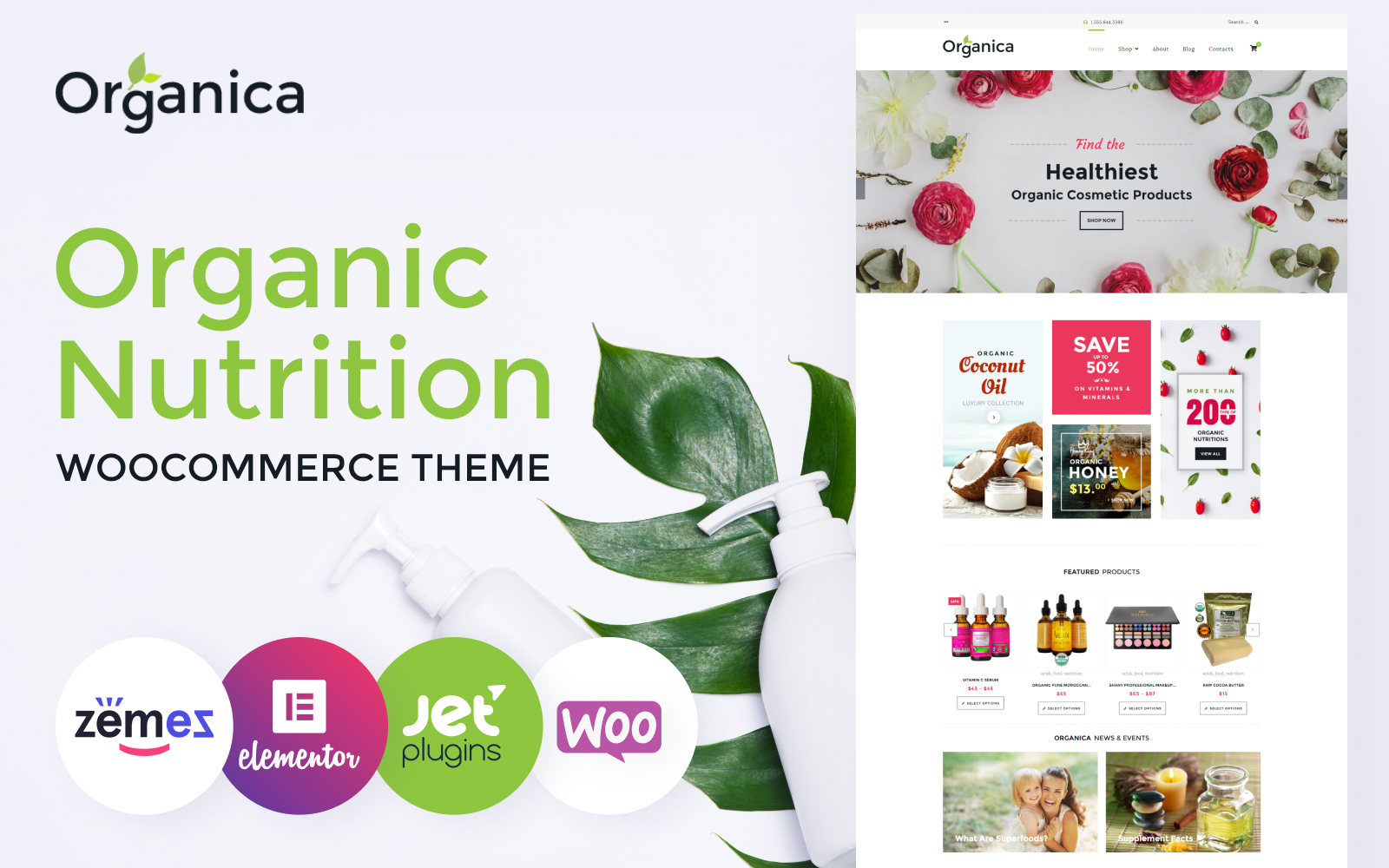 Organica – Organic Food, Cosmetics and Bio Active Nutrition WooCommerce Theme
