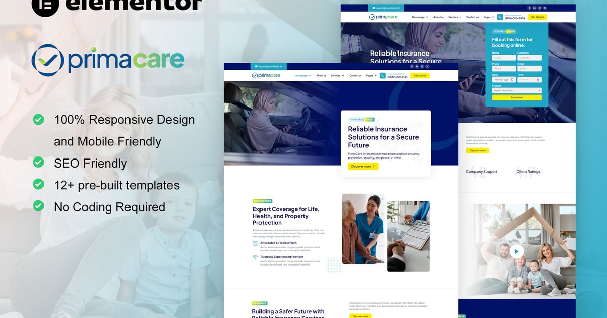 PrimaCare – Finance & Insurance Company Elementor Pro Template Kit