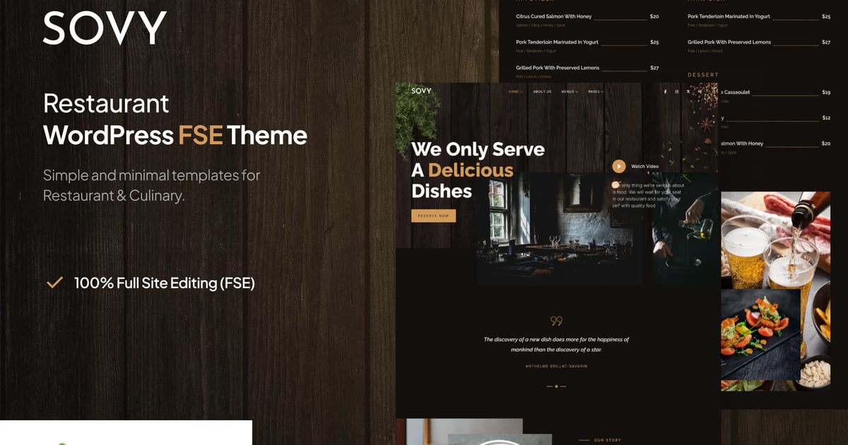 Sovy – Restaurant FSE WordPress Theme