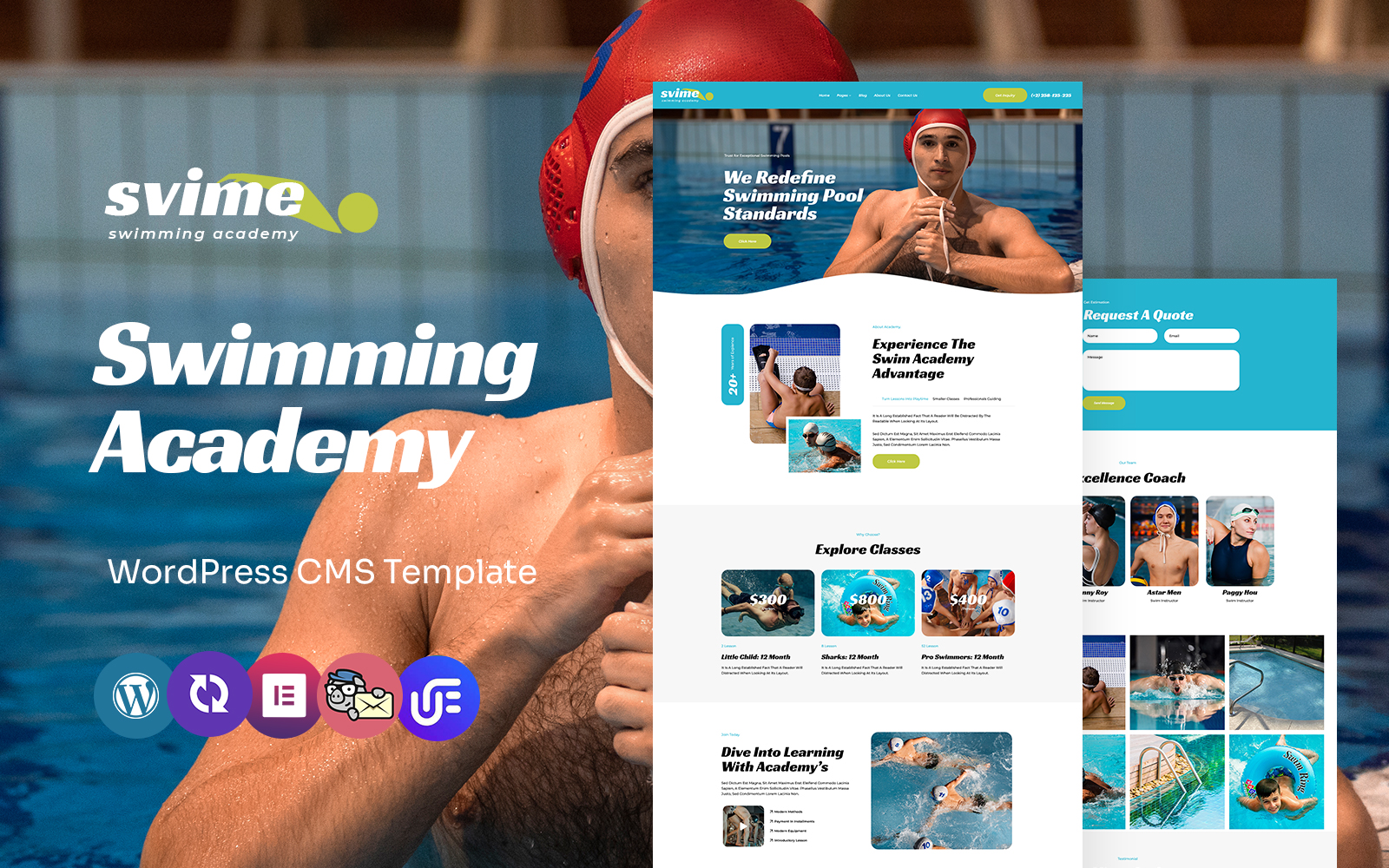 Svime – Swimming Academy And Training Multipurpose WordPress Elementor Theme WordPress Theme