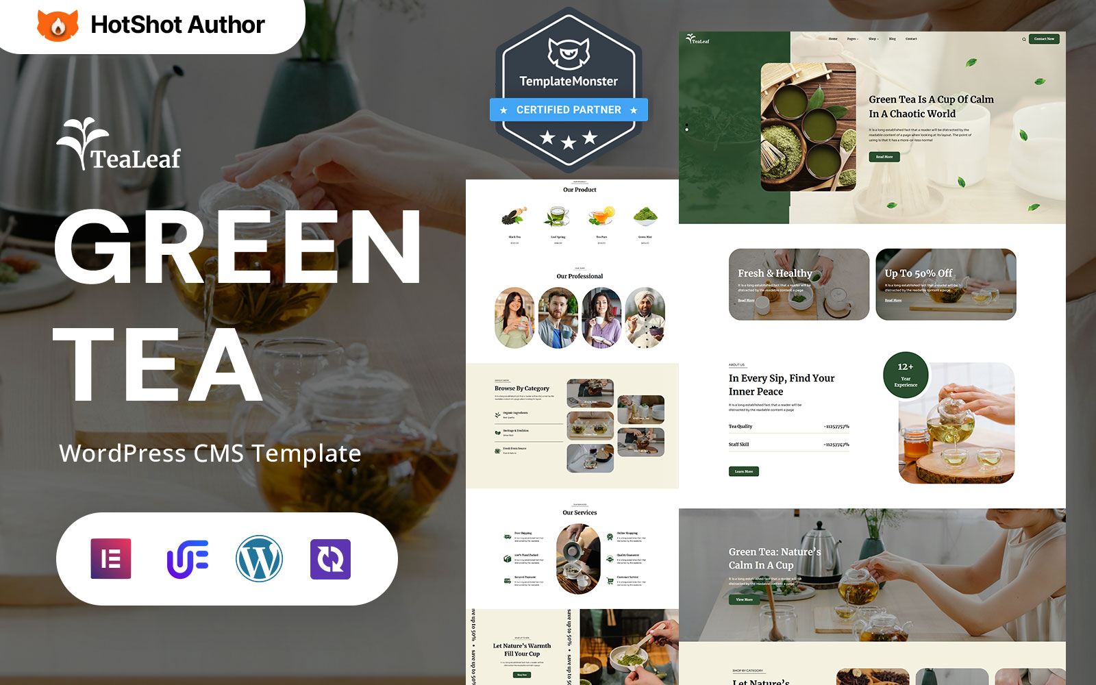 TeaLeaf – Organic Green Tea Store And Herbal Infusions WordPress Elementor Theme WordPress Theme