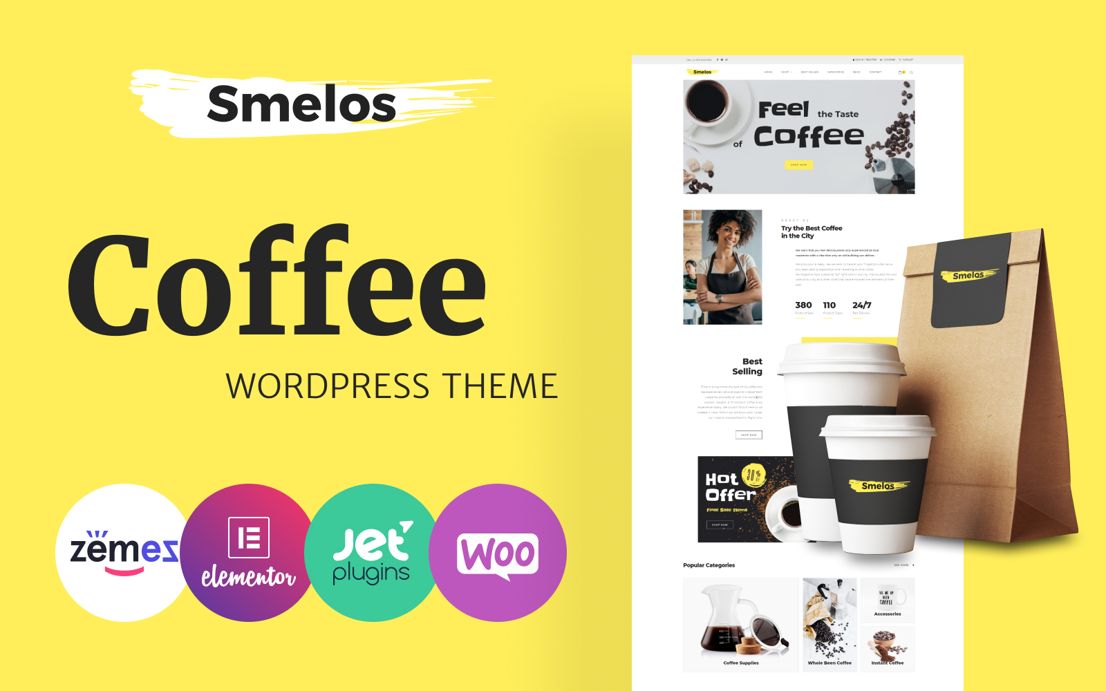 Smelos – Coffee Shop ECommerce Classic Elementor WooCommerce Theme