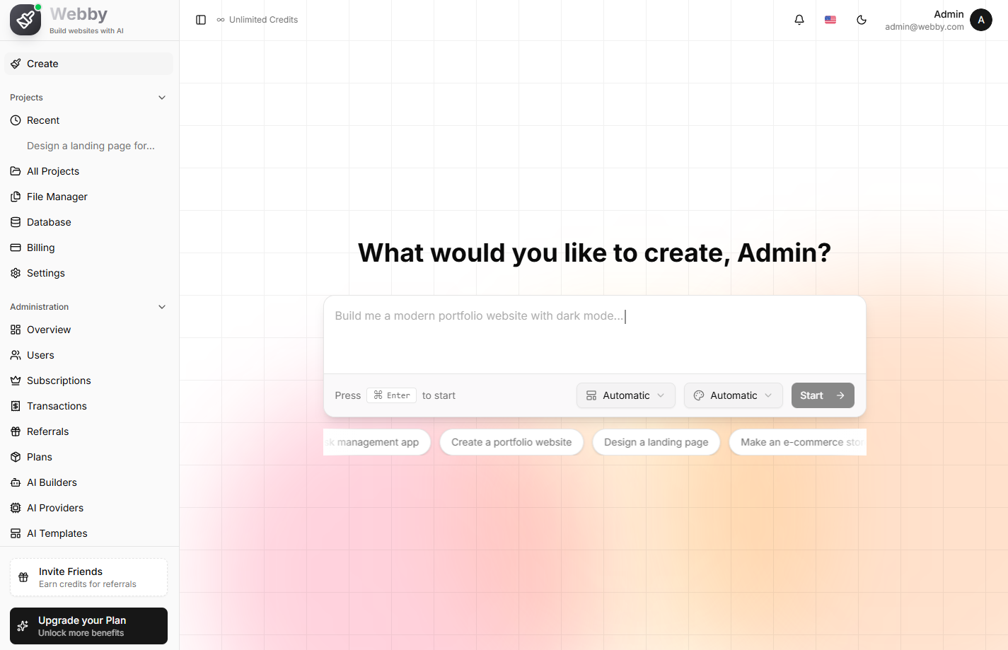 webby website builder
